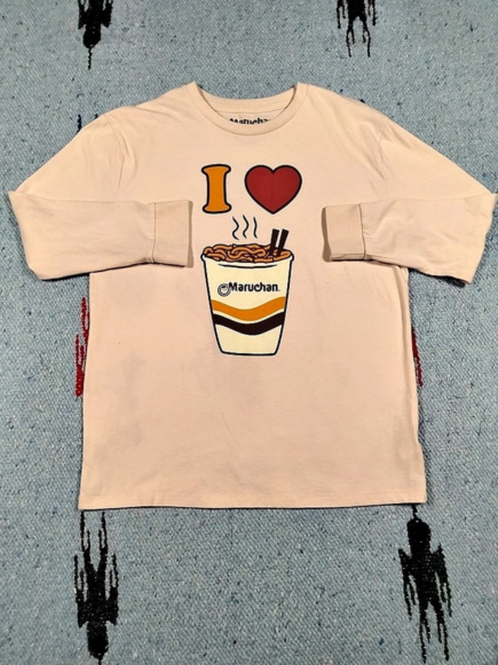 Maruchan I Love Ramen Kids 10/12 Graphic Long Sleeve Crewneck Tagless Pink Tee